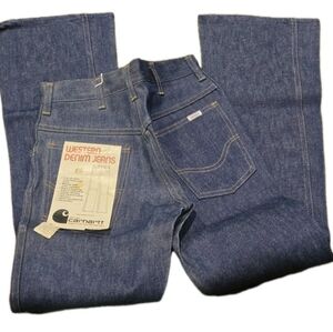 Vintage Carhartt Dark Wash Denim High Waist Flare Straight Leg Western Wear